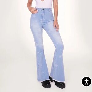 ⭐️ Nasty Gal Light Blue Star Flare Jeans ⭐️